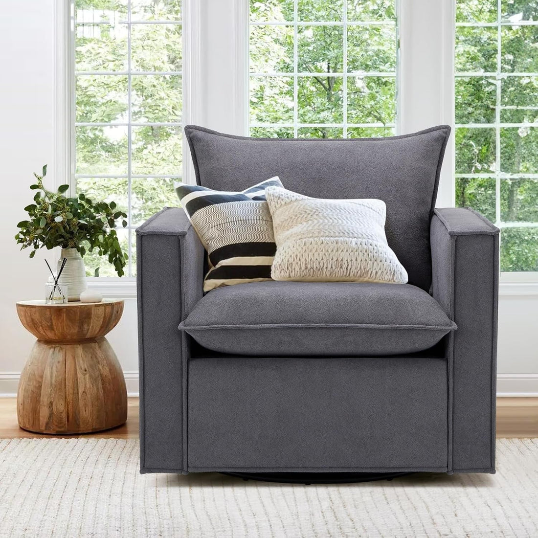Swivel Armchairs in Dark Gray - 2 pc Set