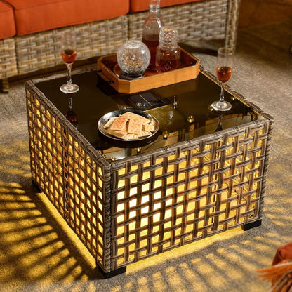 Six Piece Rattan Wicker Outdoor Sectional Sofa Set - Dark Gray
