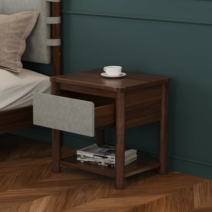 Modern Queen Bed Frame Set with 2 Nightstands - Gray/Walnut