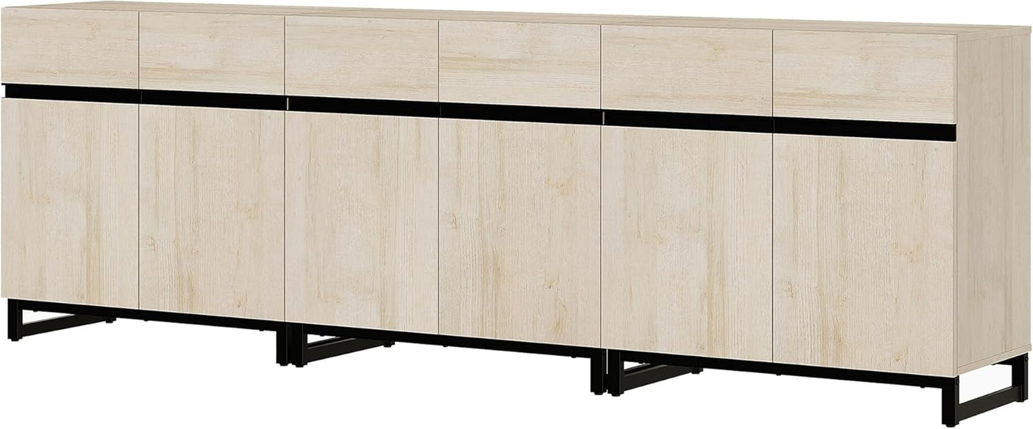 3 In 1 Multifunctional Sideboard Buffet Cabinet With Adjustable Shelves In Light Oak