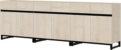 3 In 1 Multifunctional Sideboard Buffet Cabinet With Adjustable Shelves In Light Oak