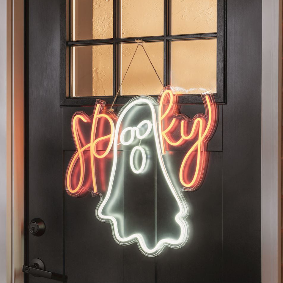 Spooky Ghost Neon Sign Door Hanger