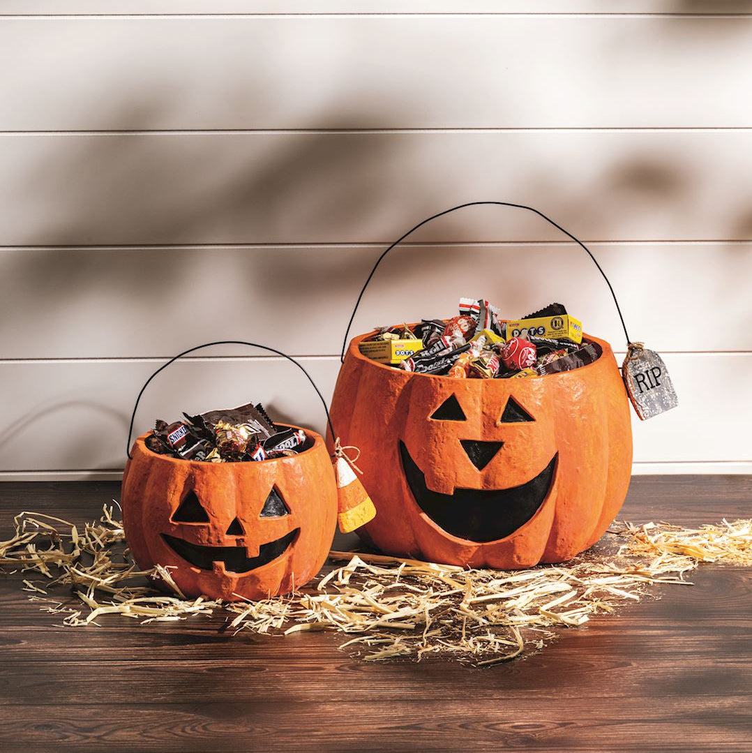 Paper Mache Orange Jack-O&