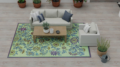 Wildflowers Green/Eggplant Reversible Outdoor Mat