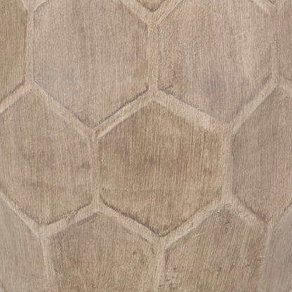Outdoor Lightweight Concrete Side Table with Honeycomb Pattern in Natural Finish