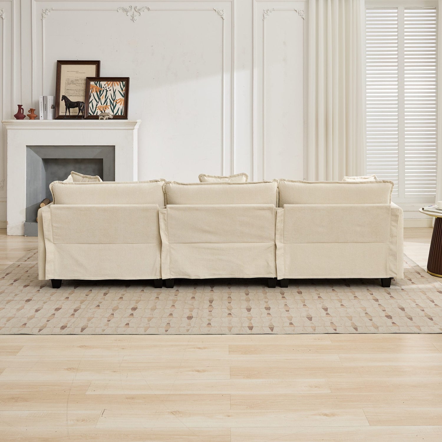 Cloud 3 Seat Sofa in Beige Chenille