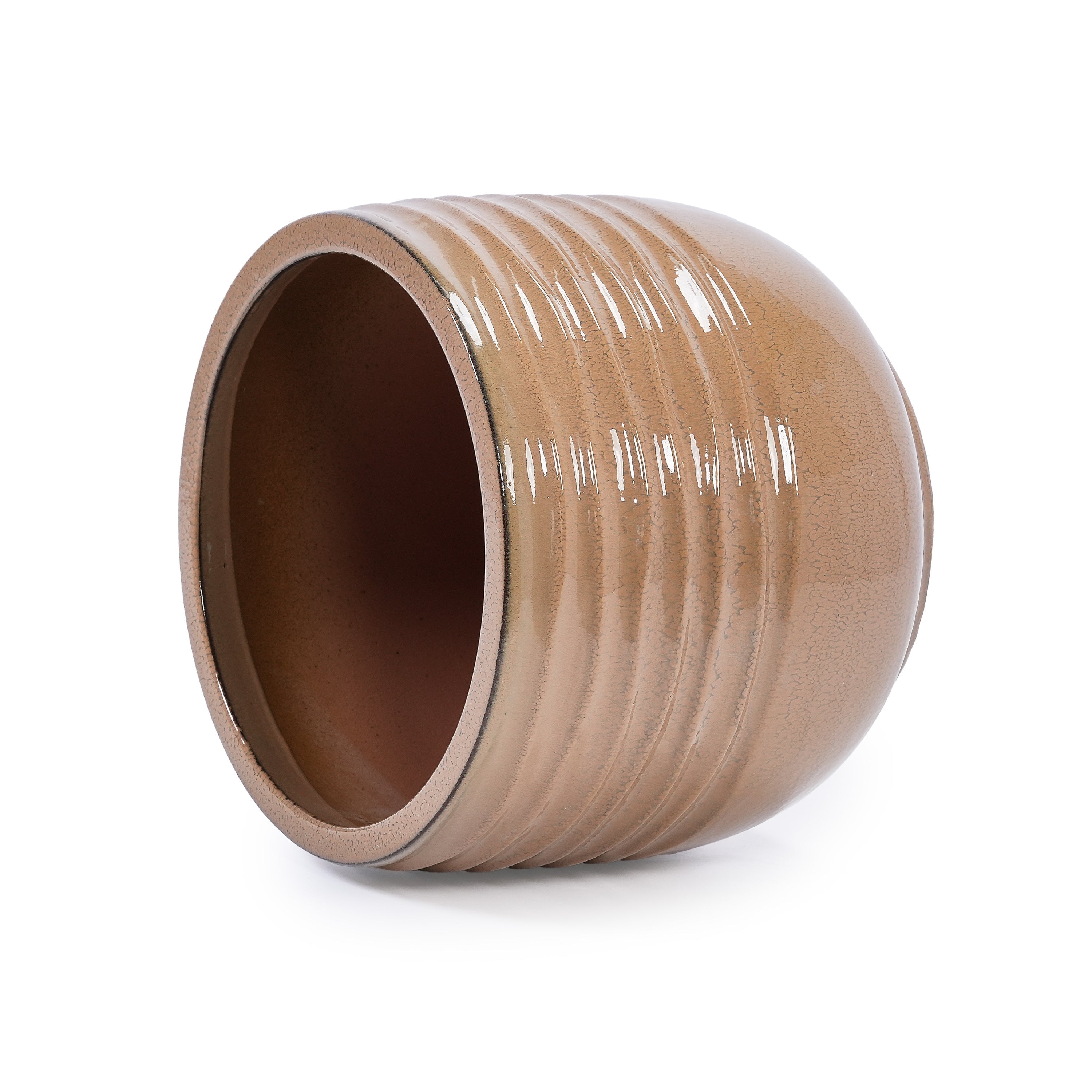 Set of 3 Ceramic Flowerpots - Antique Bronze