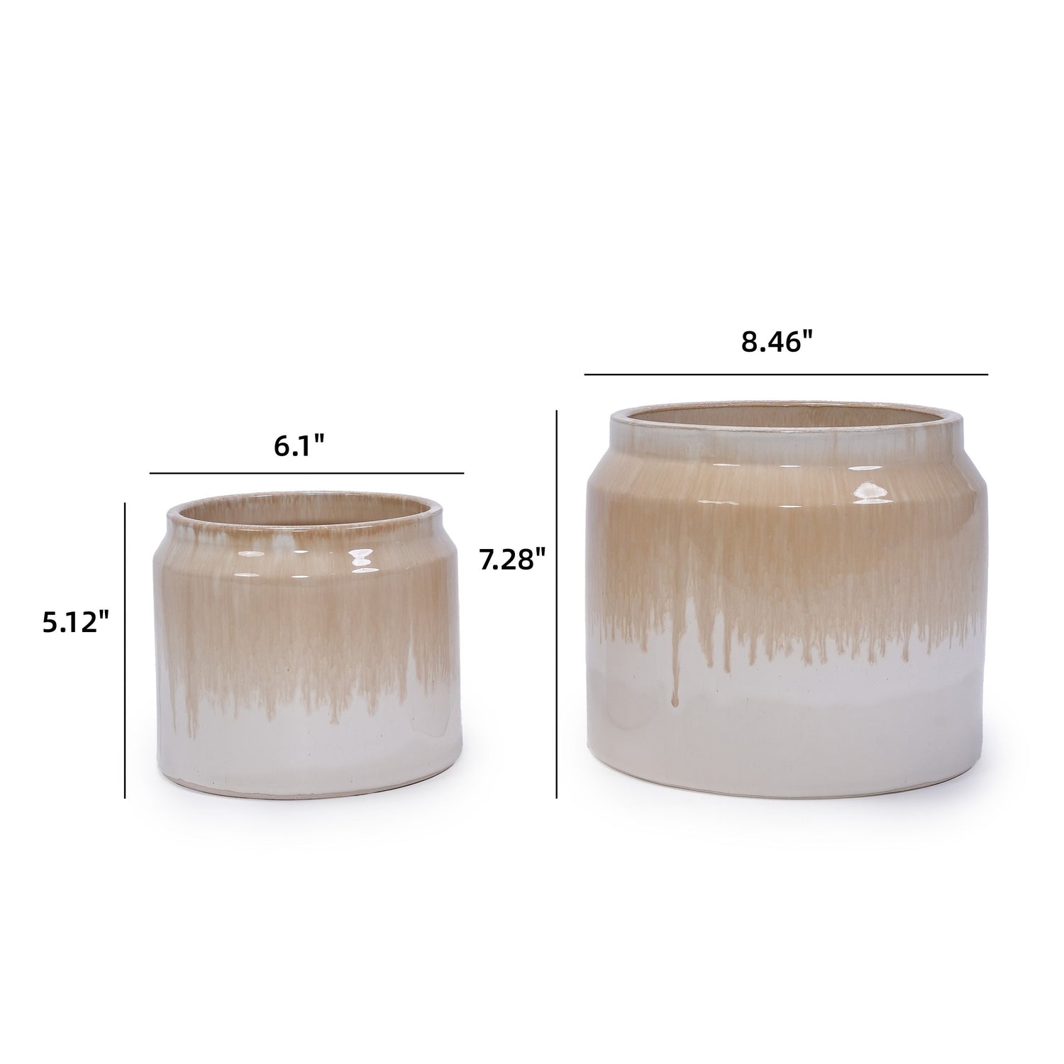 Set of 2 Gradient Ceramic Flowerpots - White/Brown