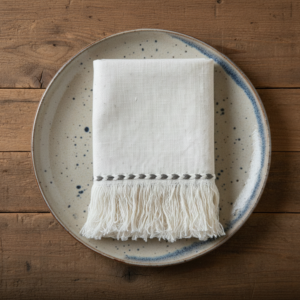 Gray Braid Detail Napkin | Set of 2