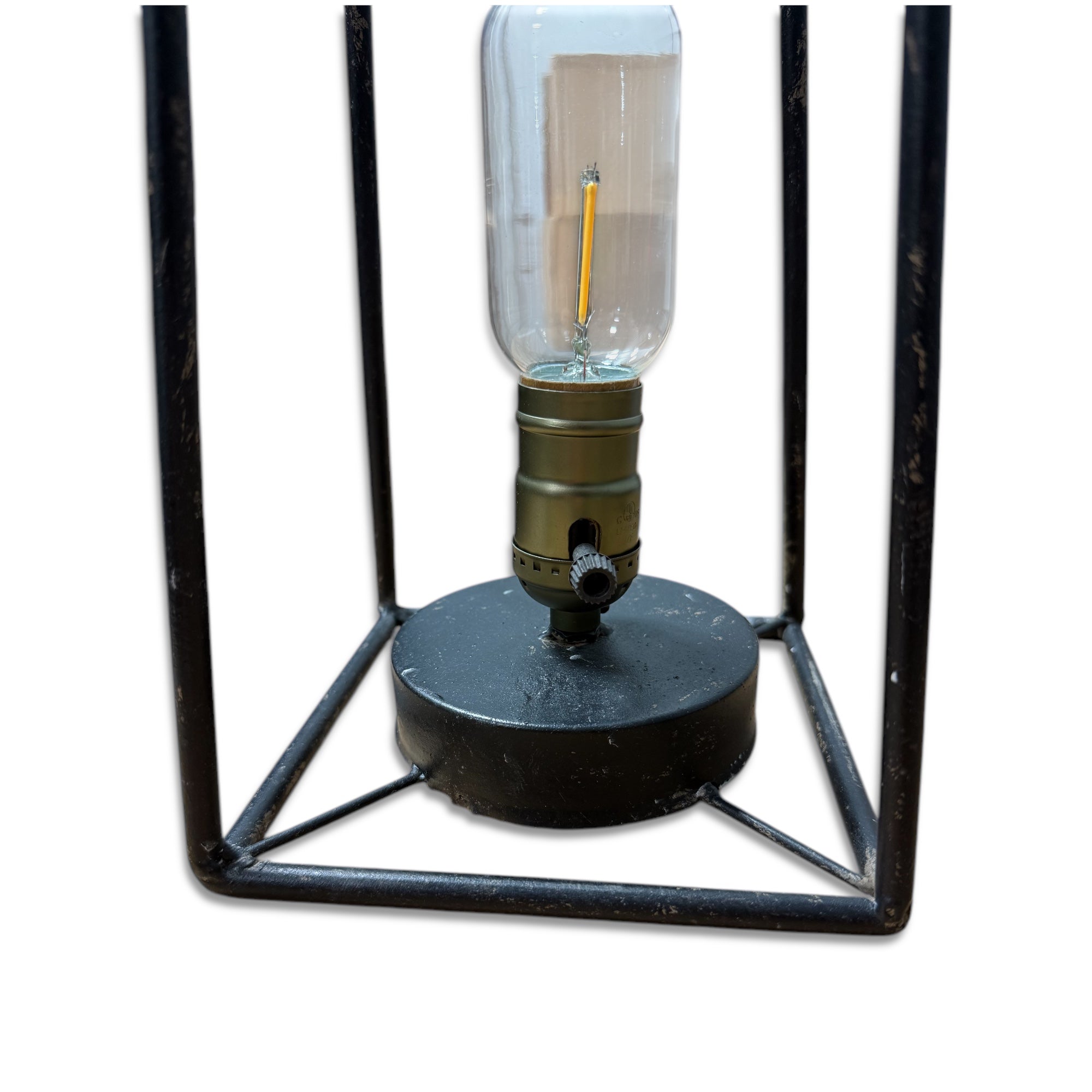 Black Iron Tabletop LED Lamp | Battery-Operated with Timer
