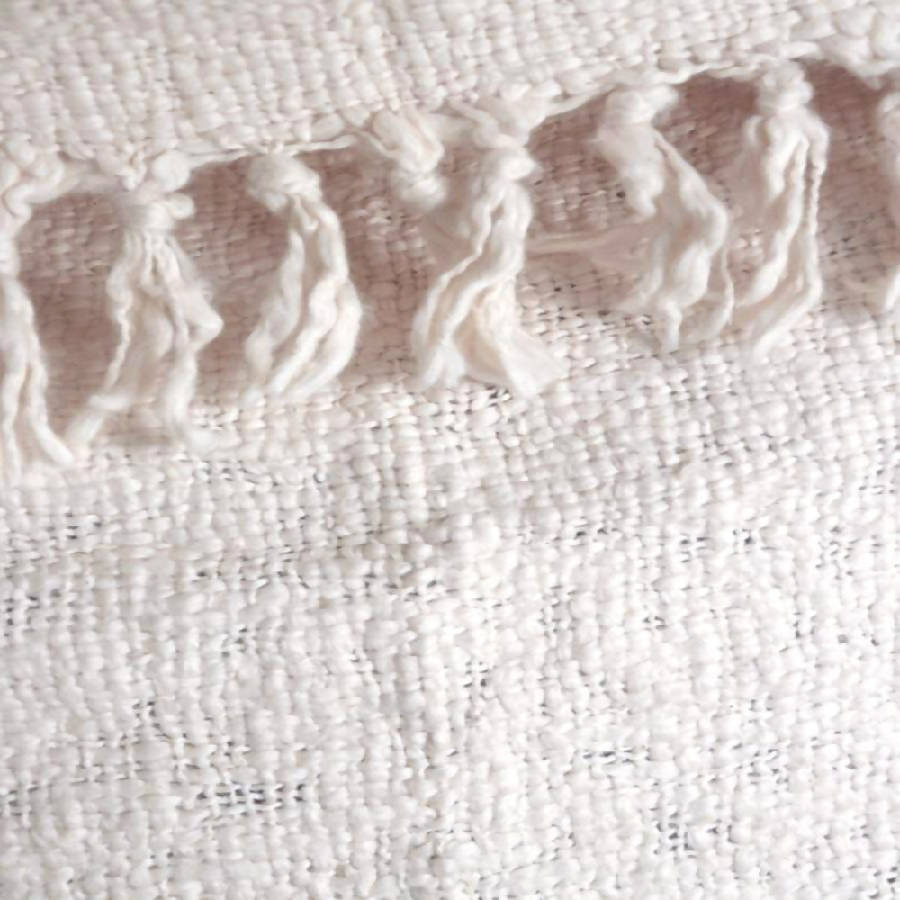 Textured Oxford Throw Blanket in Cream