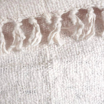 Textured Oxford Throw Blanket in Cream