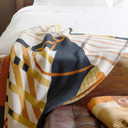 Equestrian Cheval - Cotton Sustainable Knit Patterned | Stripes Throw Blanket