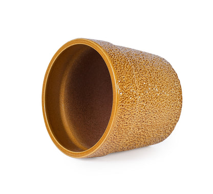 Set of 3 Honey Yellow Textured Ceramic Flowerpots