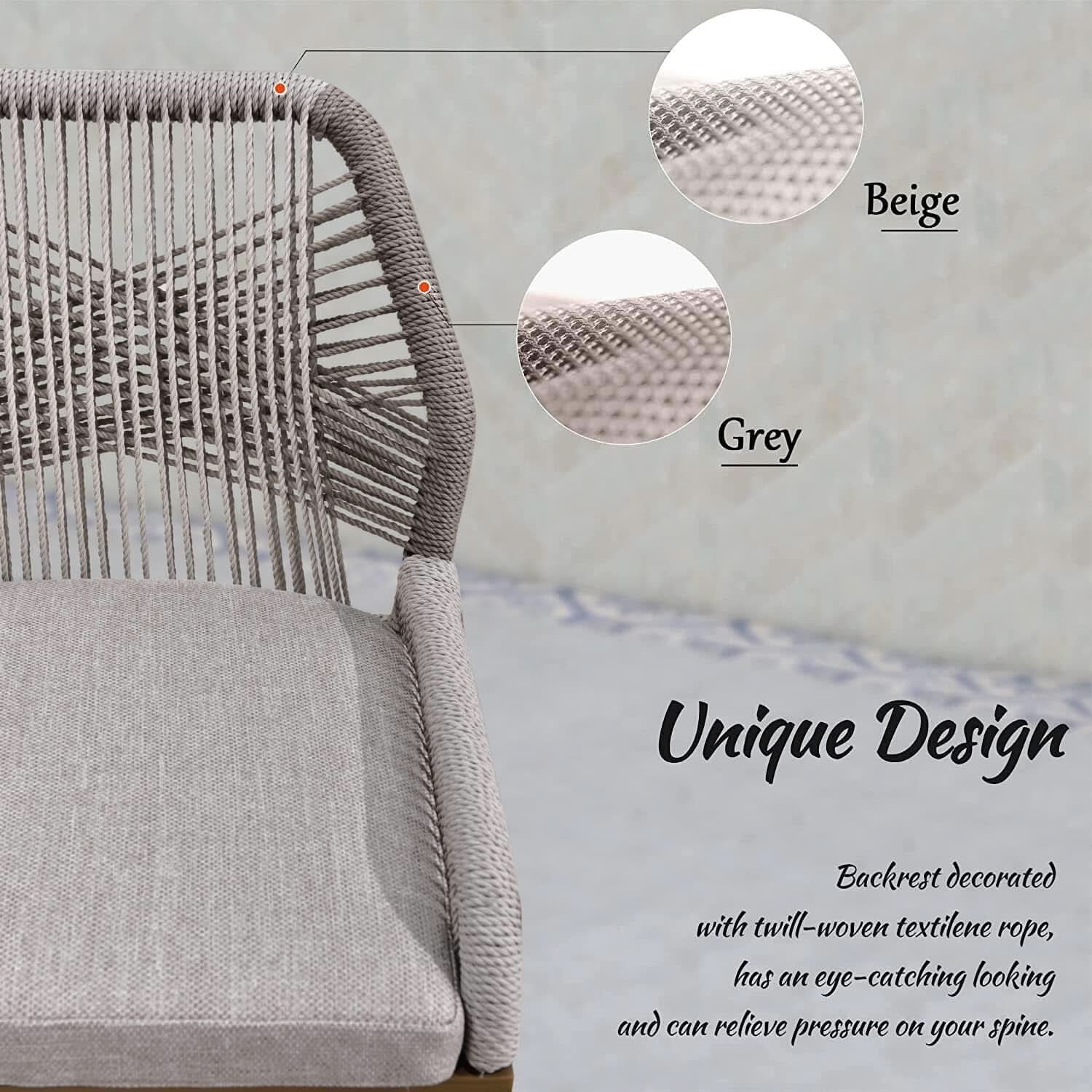 Set Of 4 Indoor/Outdoor Rattan Cushioned Bar Stools - Greige
