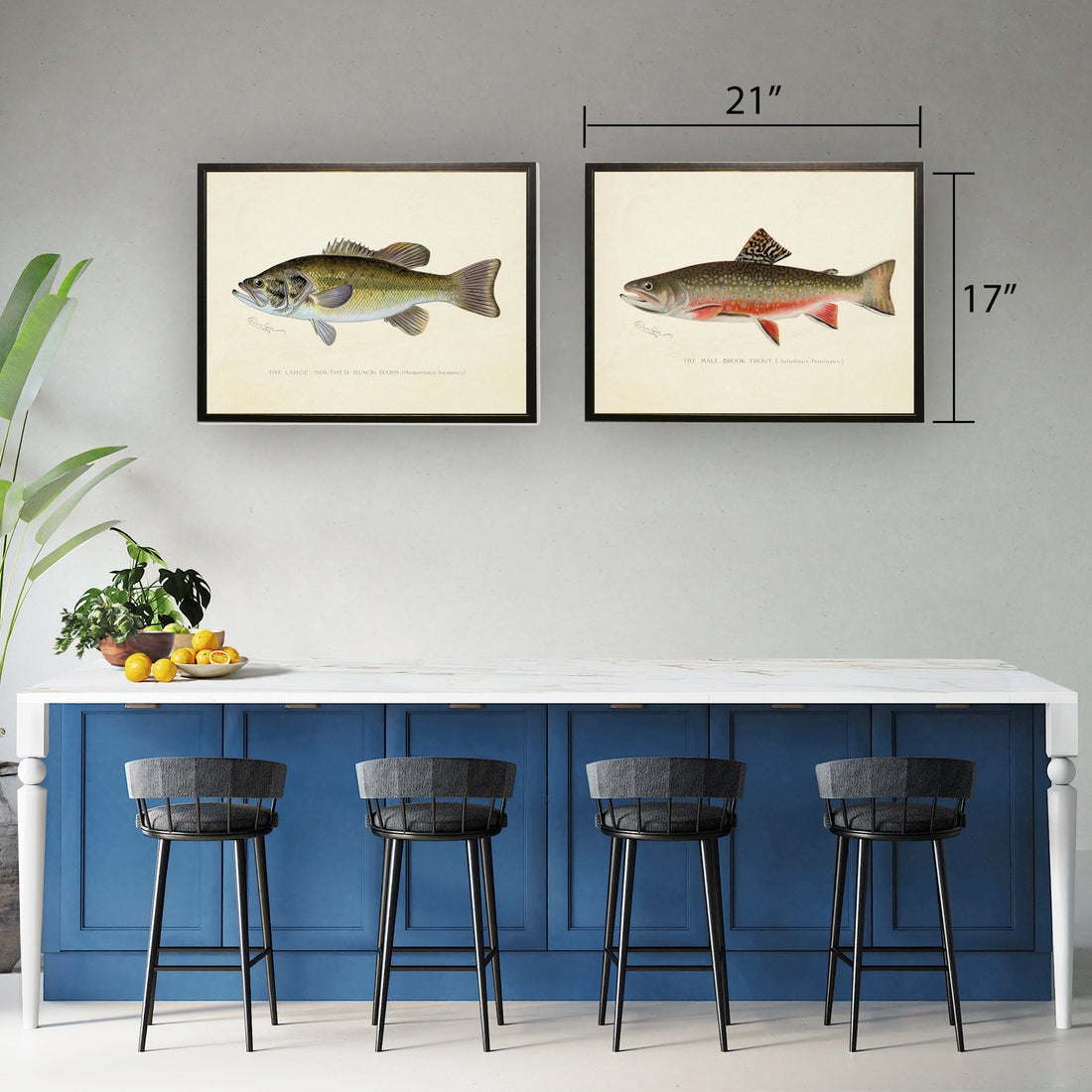 Large-Mouthed Black Bass Print in Copper and Black Frame - 20 x 16 inch