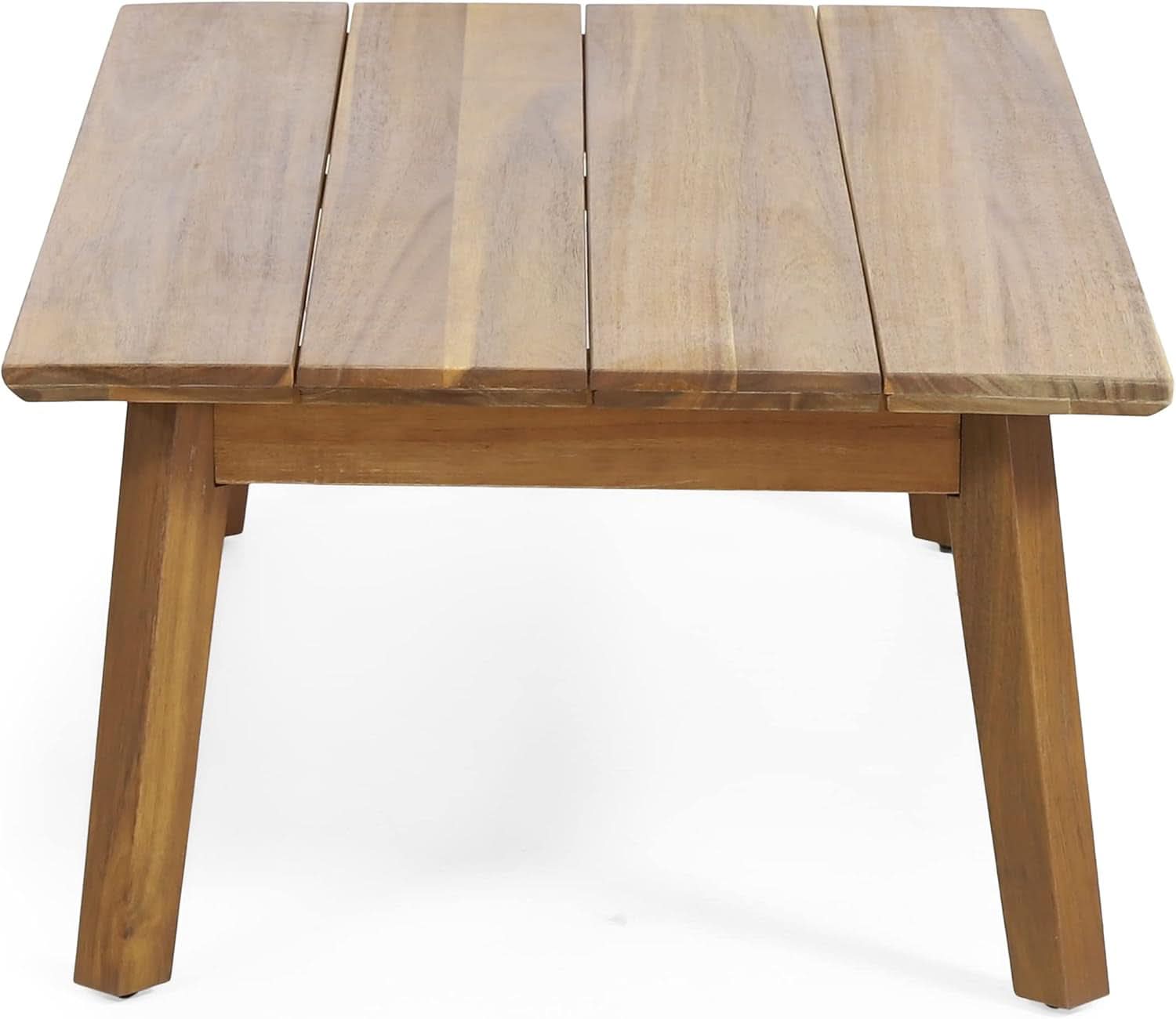 Burchett Outdoor 4 Piece Chat Set - Acacia Wood And Wicker Teak, Brown/Beige