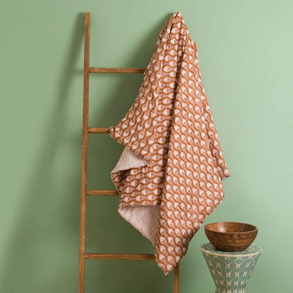 Tulip Cotton Handcrafted Throw in Burnt Orange