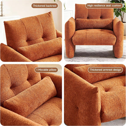Sherpa Upholstered Arm Chair in Burnt Orange