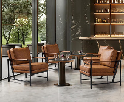 PU Leather Armchair Set in Chestnut