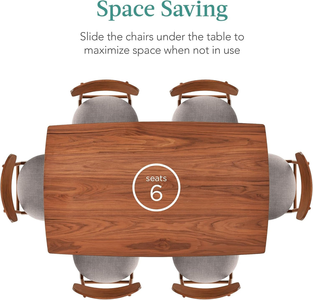 Midcentury Walnut Gray Durably Crafted Dining Set