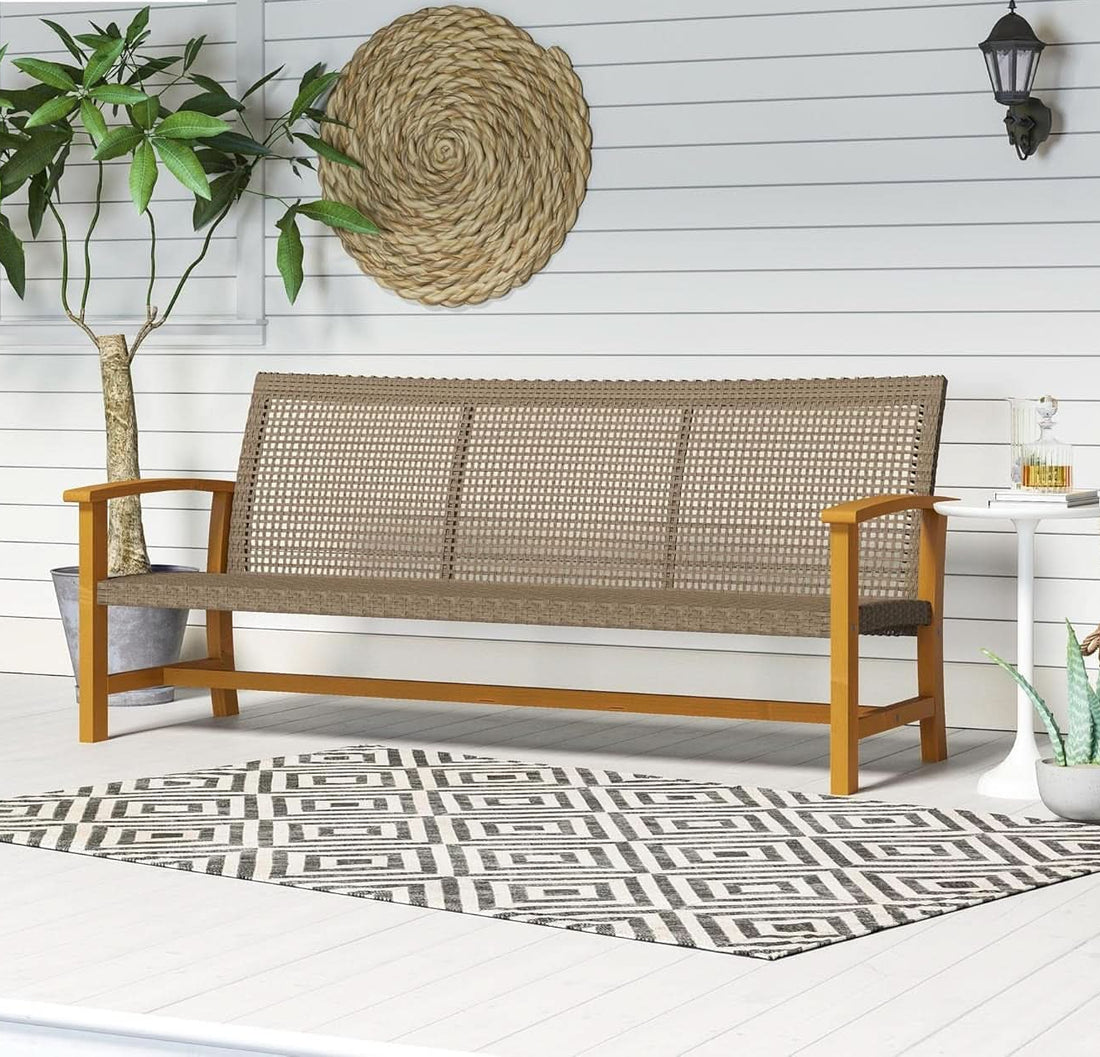 Spacious Wicker Outdoor Couch for Three