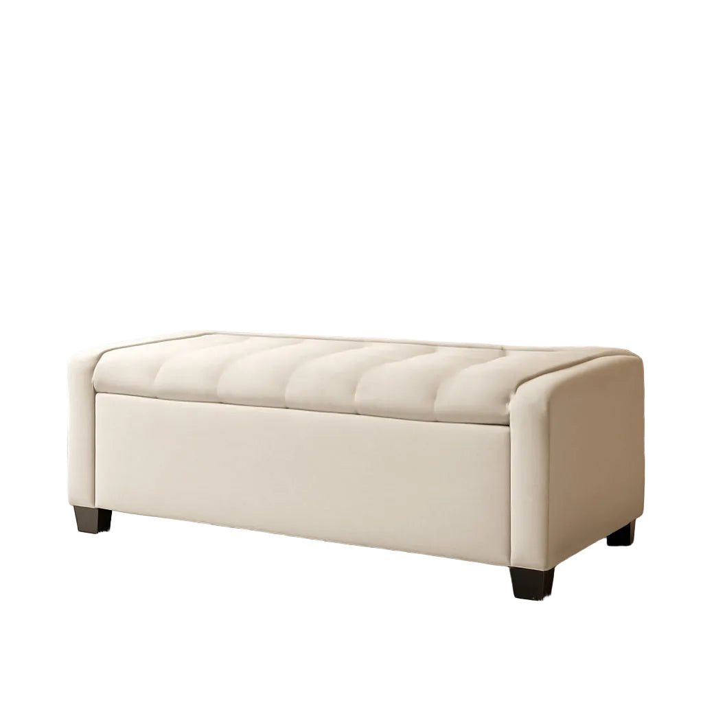 48 Inch Upholstered Storage Bench in Cream