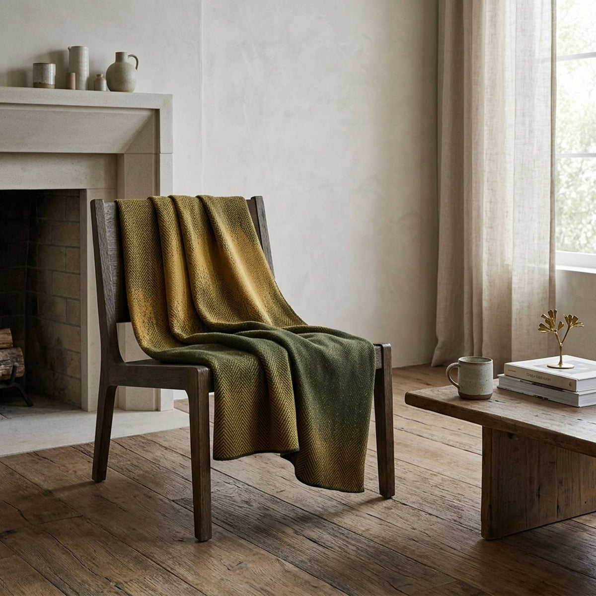 Herringbone Ombre - Cotton Sustainable Knit Geometric Chevron Throw Blanket