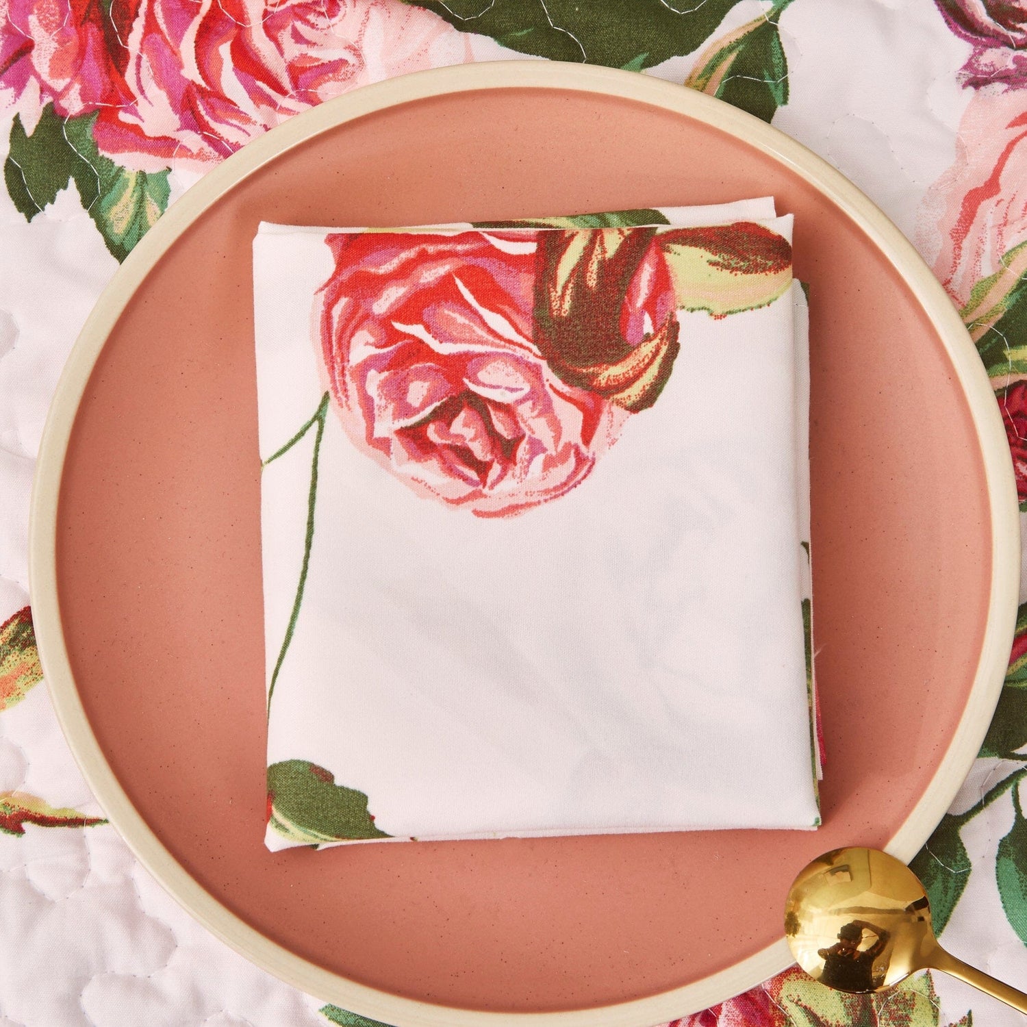 Romantic Roses Floral Dining Napkins - 4 Pc Set
