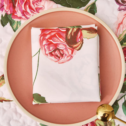 Romantic Roses Floral Dining Napkins - 4 Pc Set