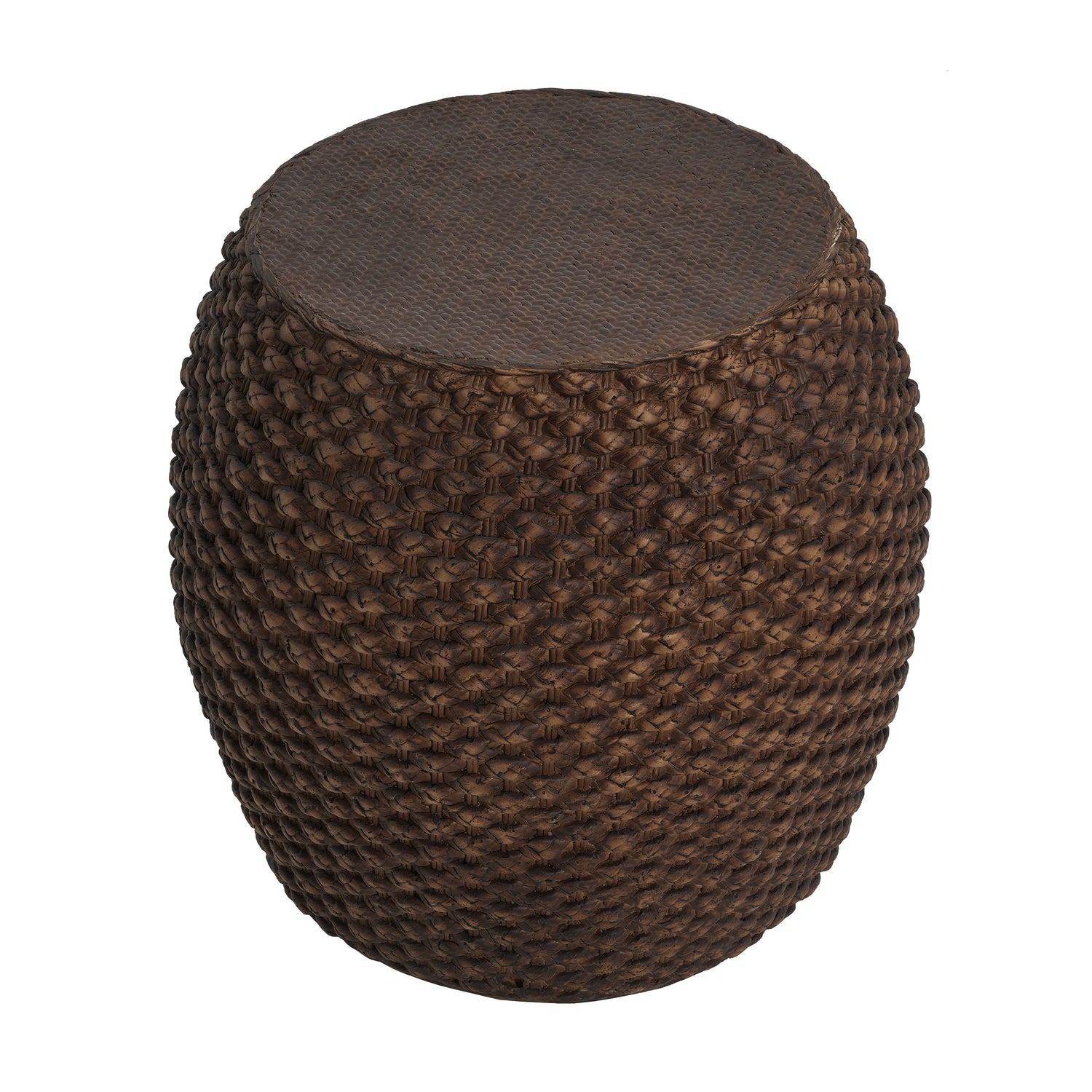 Faux Rattan Indoor/Outdoor Side Table - Brown