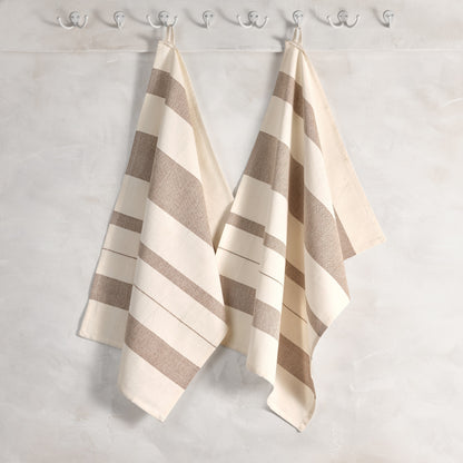 Set of 2 Handwoven Artisan Striped Kitchen Towels - 4 Colors