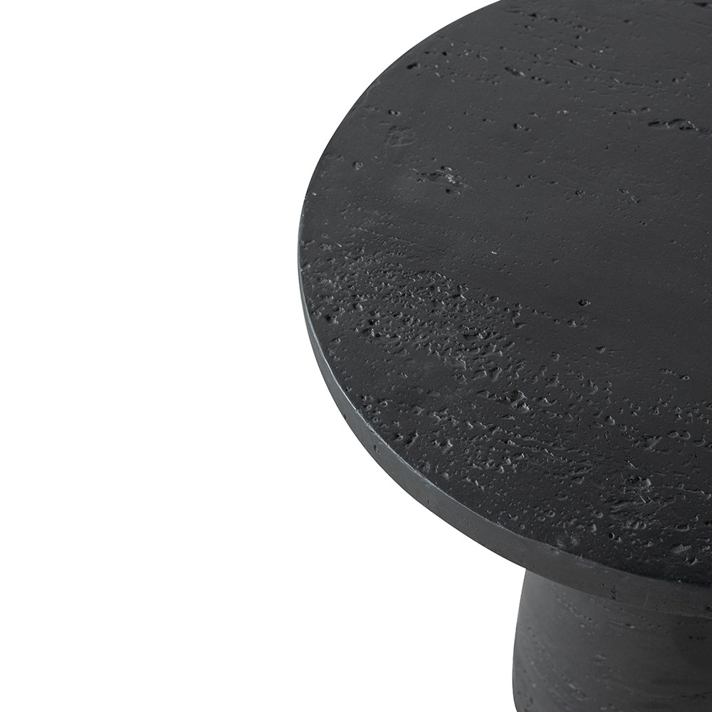 Black Round Side Table with Pedestal Base