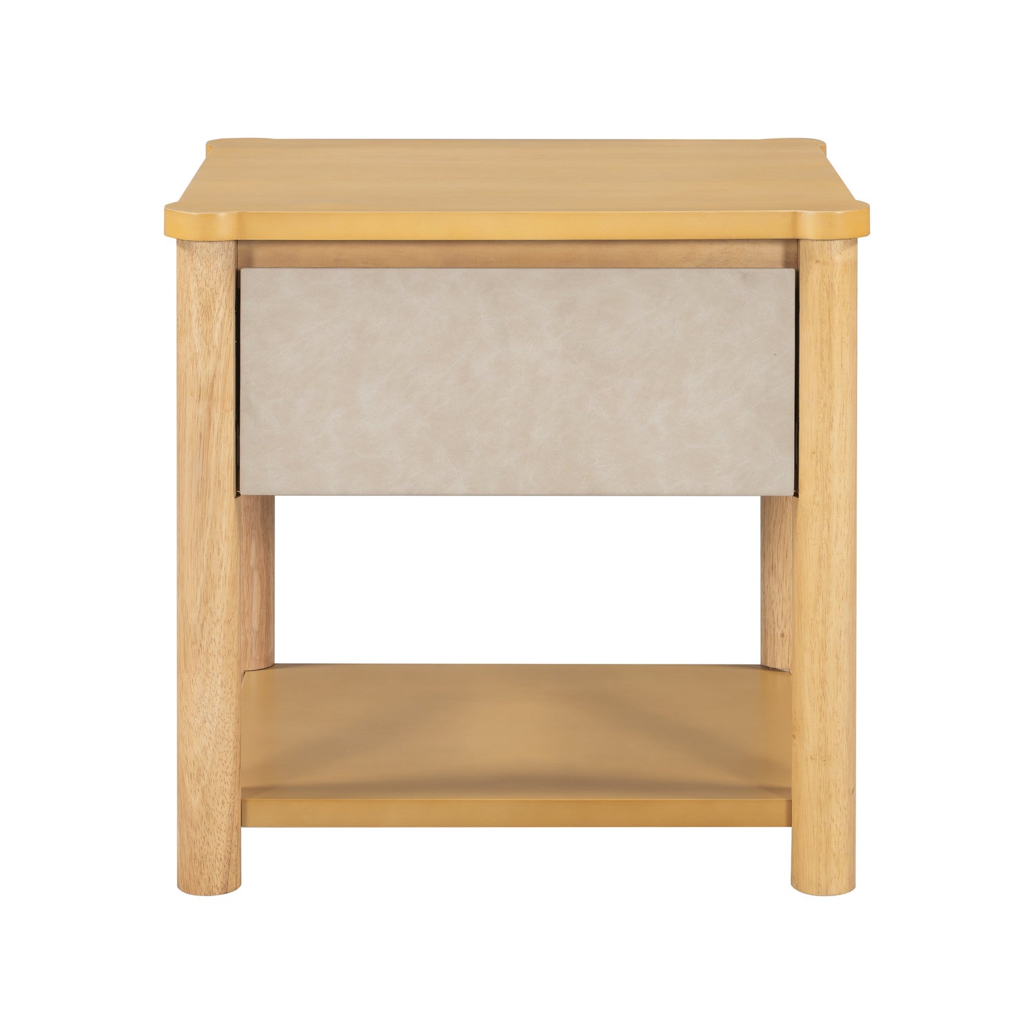 Modern Queen Bed Frame Set with 2 Nightstands - Beige Wood