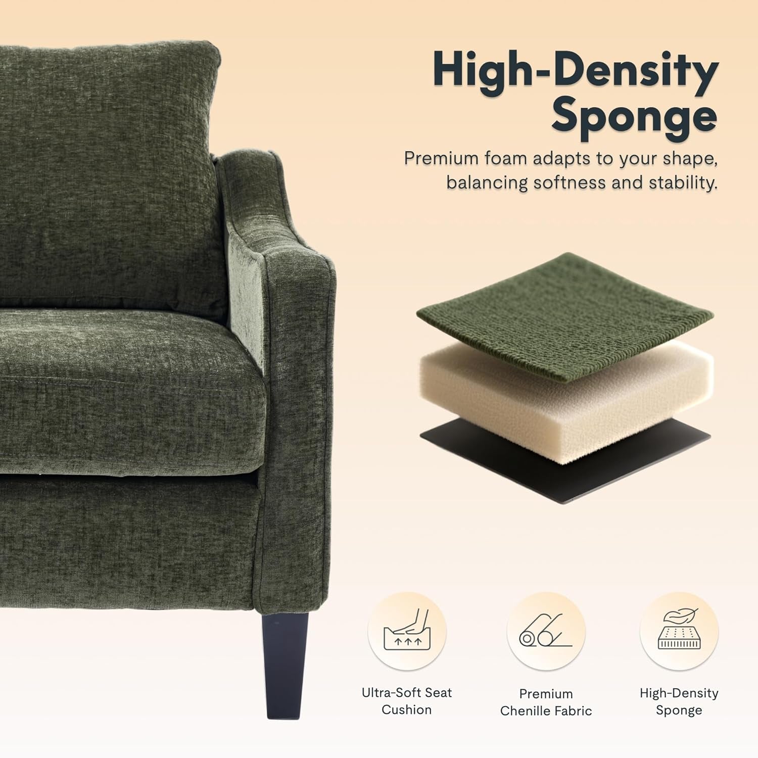 Compact Chenille Accent Chair With Removable Cover