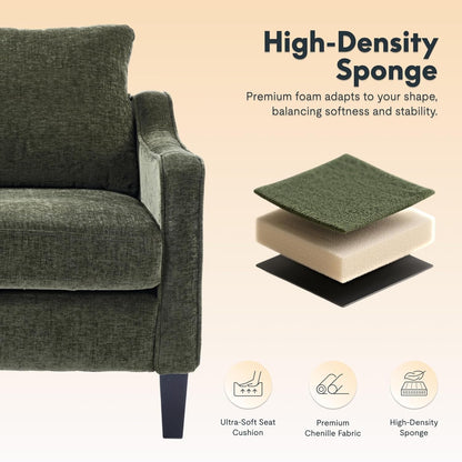 Compact Chenille Accent Chair With Removable Cover