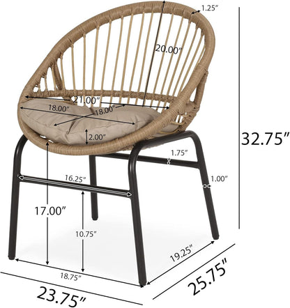 Outdoor Accent Chair with Curved Back - Set of 2