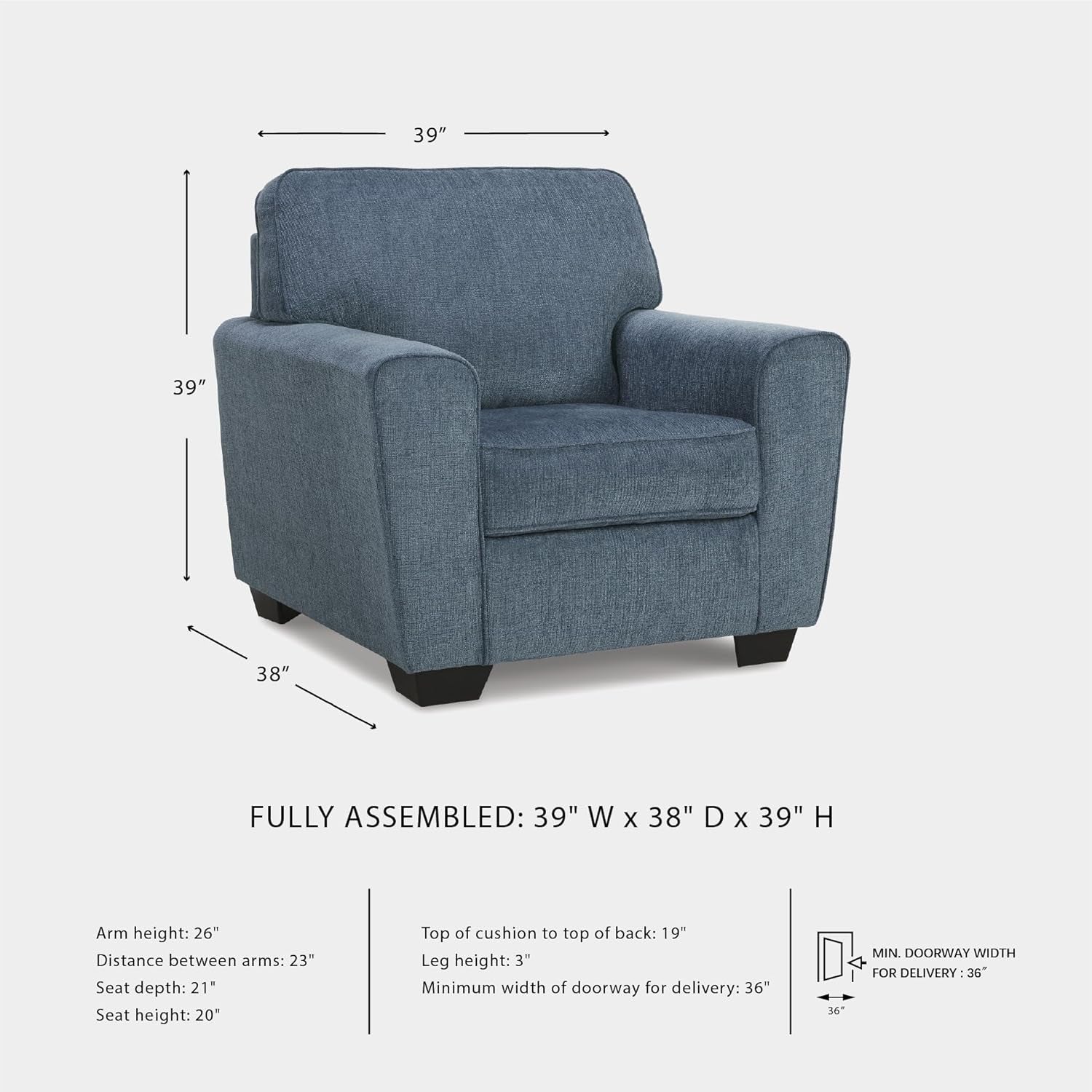 Upholstered Accent Chair In Sky Blue