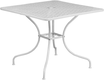 5 Piece White Metal Dining Set