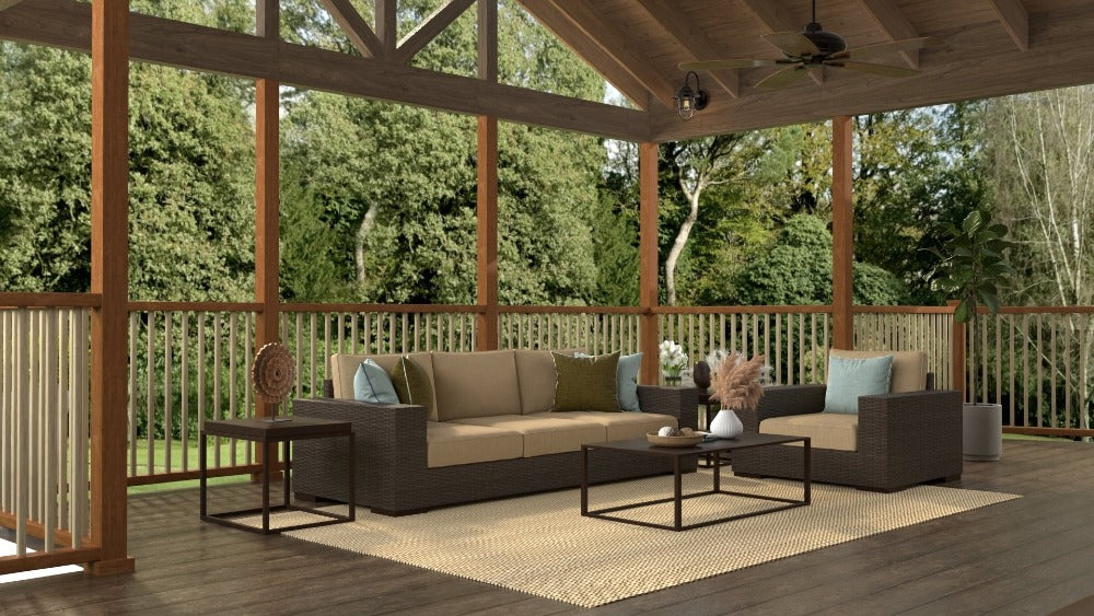 Basic Cream &amp; Brown Reversible Outdoor Mat