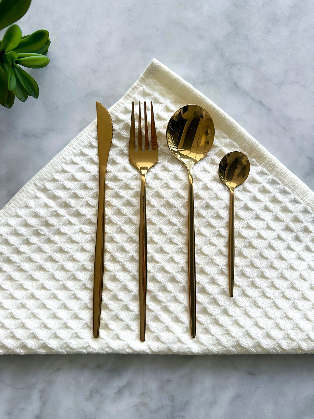 Modern Sleek Gold Flatware, Set of 16 Pre-Order