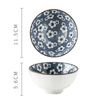 Navy Printed Porcelain Bowls - 4 Patterns