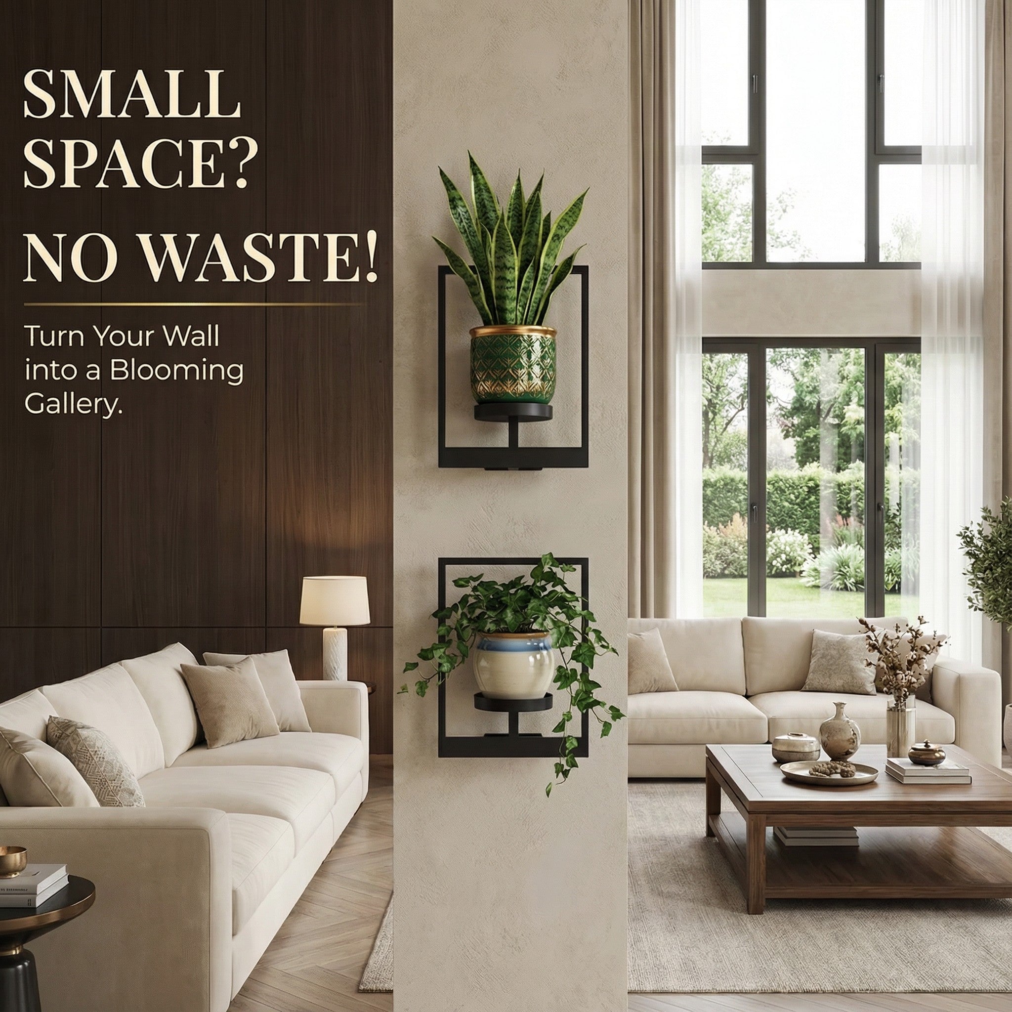 Metal Wall Frame with Shelf (2 pc Set)