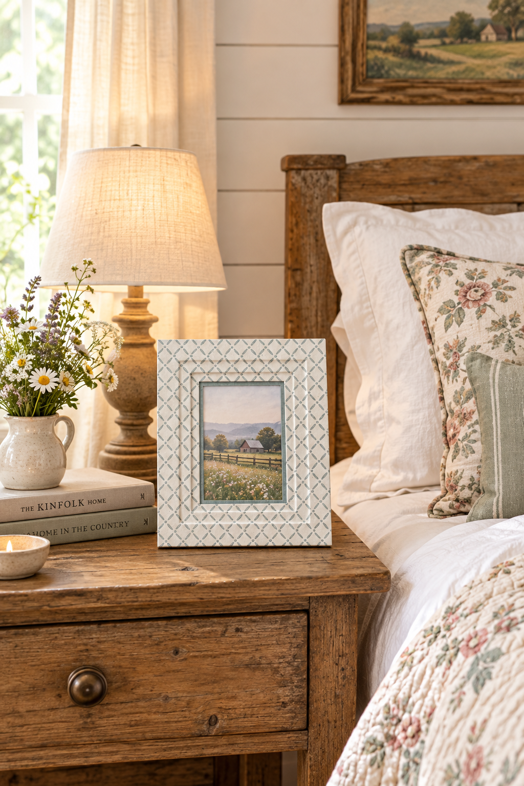 Block Printed Picture Frame - Croix Blue - 5x7