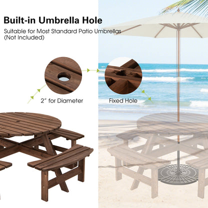 8 Seat Wood Picnic Dining Set