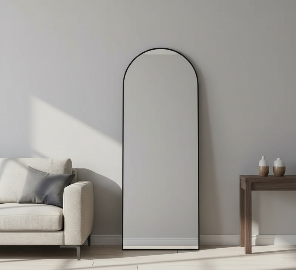 Full Length Free Standing Arched Mirror - Black or Gold