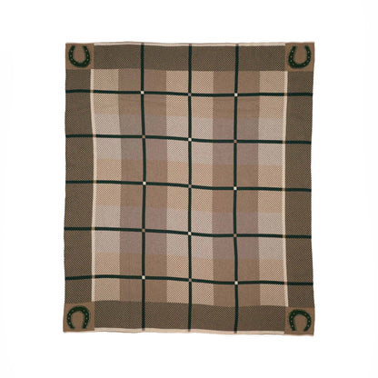 Equestrian Barn Plaid - Cotton Sustainable Knit Stripe Throw Blanket