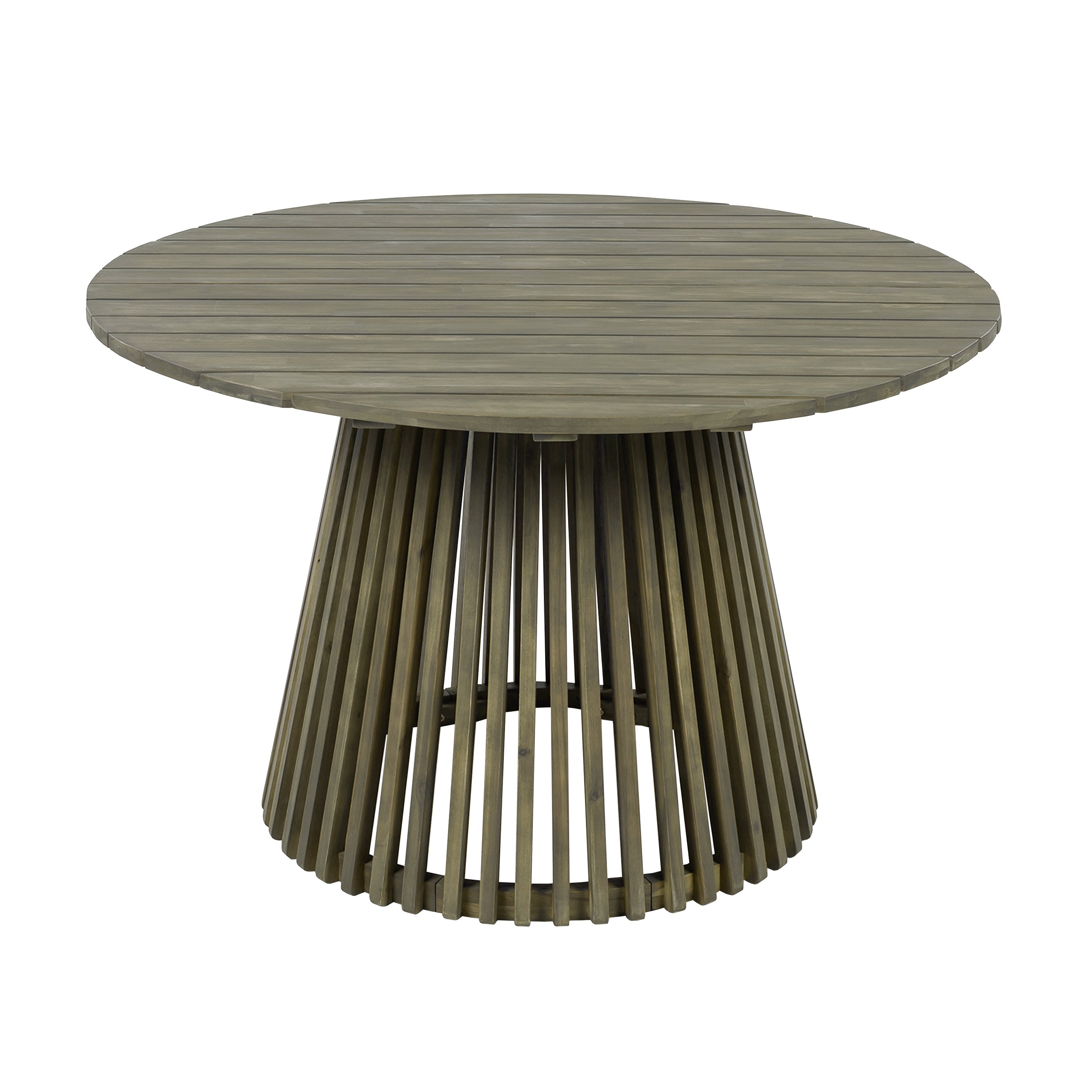 Round Outdoor Grey Acacia Wood Patio Dining Table - 47.25 inch