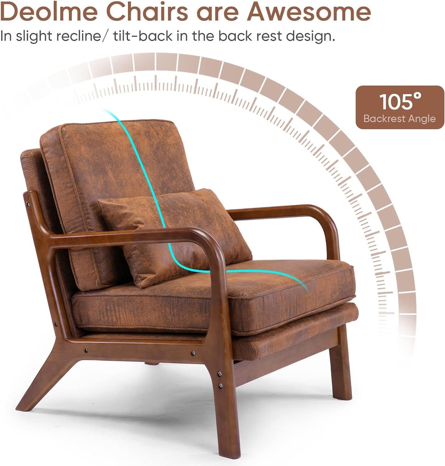 Brown Microfiber Midcentury Modern Accent Chairs - 2 pc Set