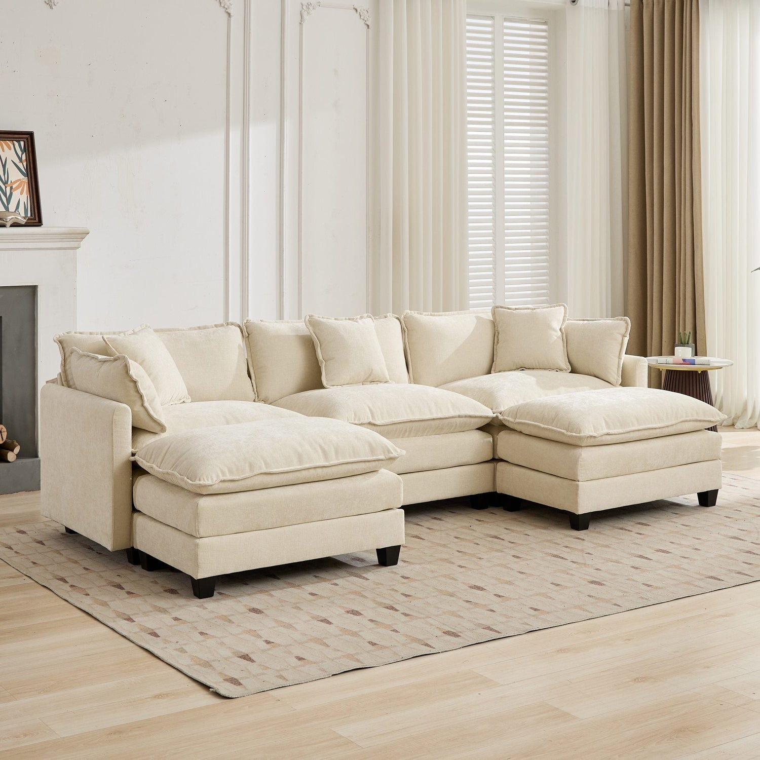 Cloud 3 Seat Sofa in Beige Chenille